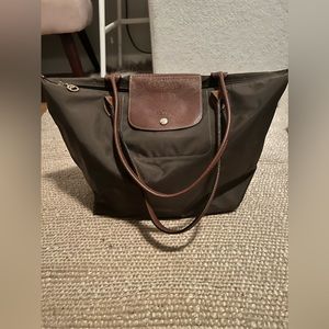 Dark Green Longchamp Large Le Pliage Tote